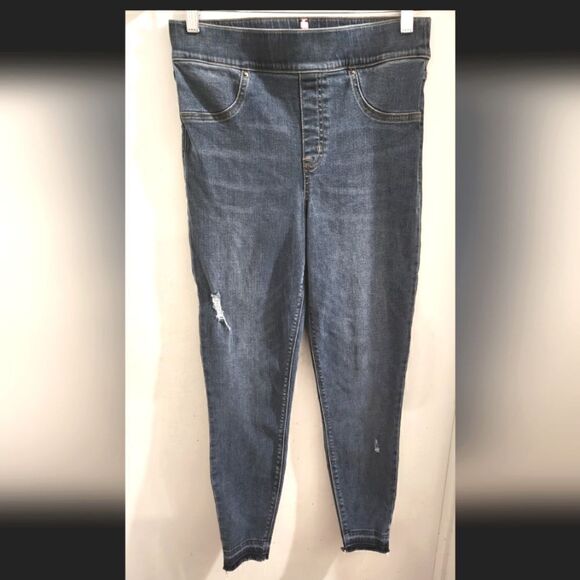 SPANX Distressed Destroyed Pull On Jeggings Denim Jean Pants Size S - Picture 5 of 11